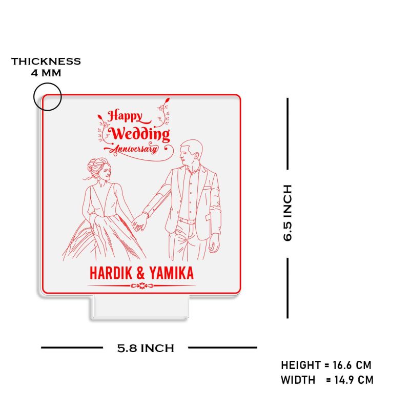 Personalized Happy Wedding Anniversary Night Lamp with Warm White Light Customized with Names Anniversary Gifts for Couple